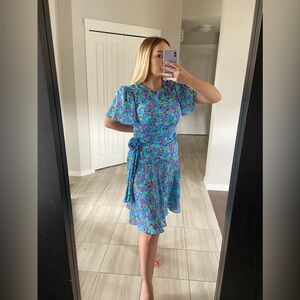 1980s David rose floral‎ dress size 12